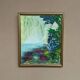 Mid-Century Oil on Canvas “Water Lilies” by Lena Larsson Framed 50 × 42 cm