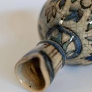 Antique 18th-century ceramic vase, hand-painted, Near Eastern design with floral motif and handle, small decorative art piece, gift idea.