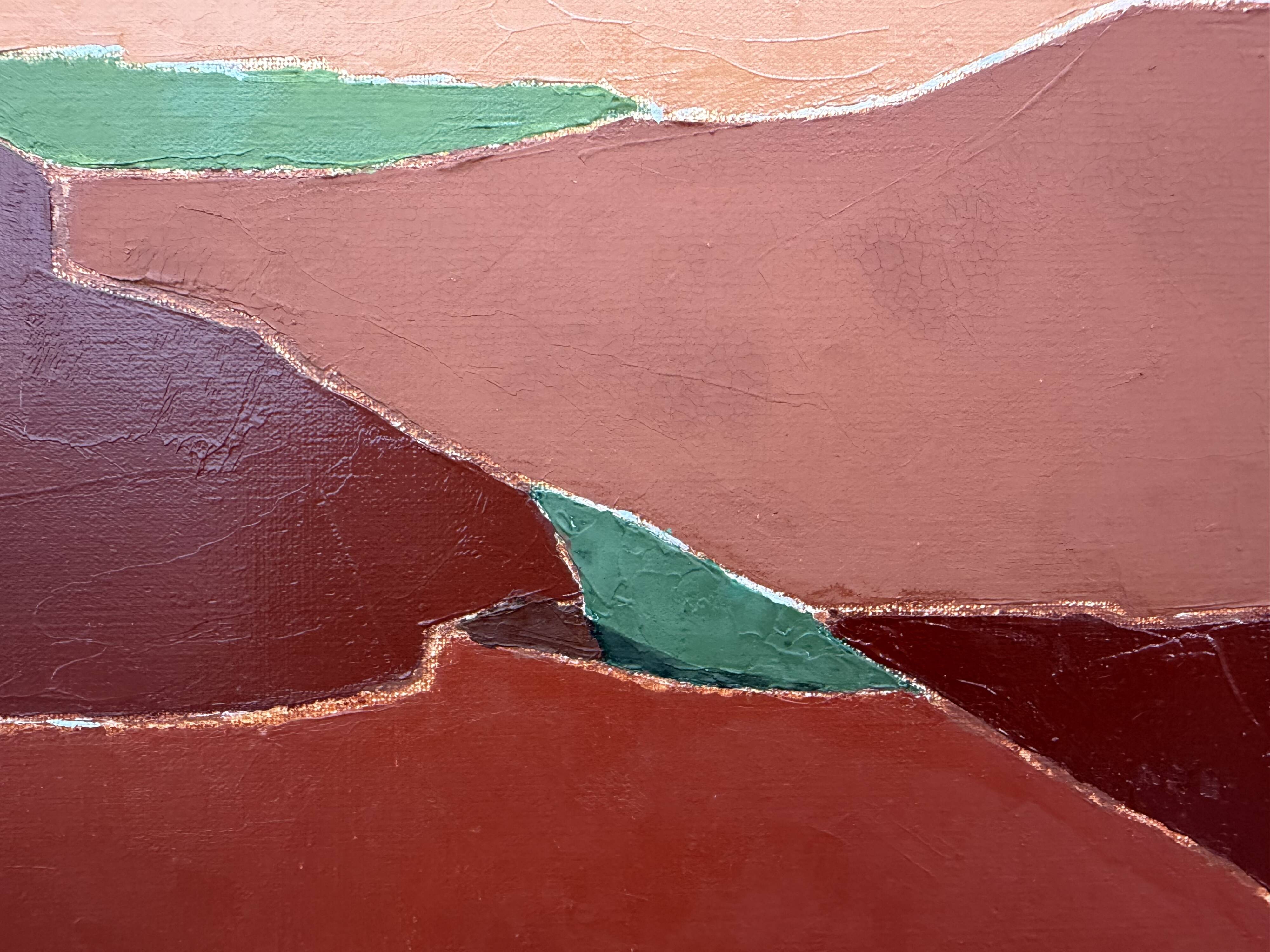 Abstract landscape tableau from Provence – Luberon – oil on canvas signed Miche