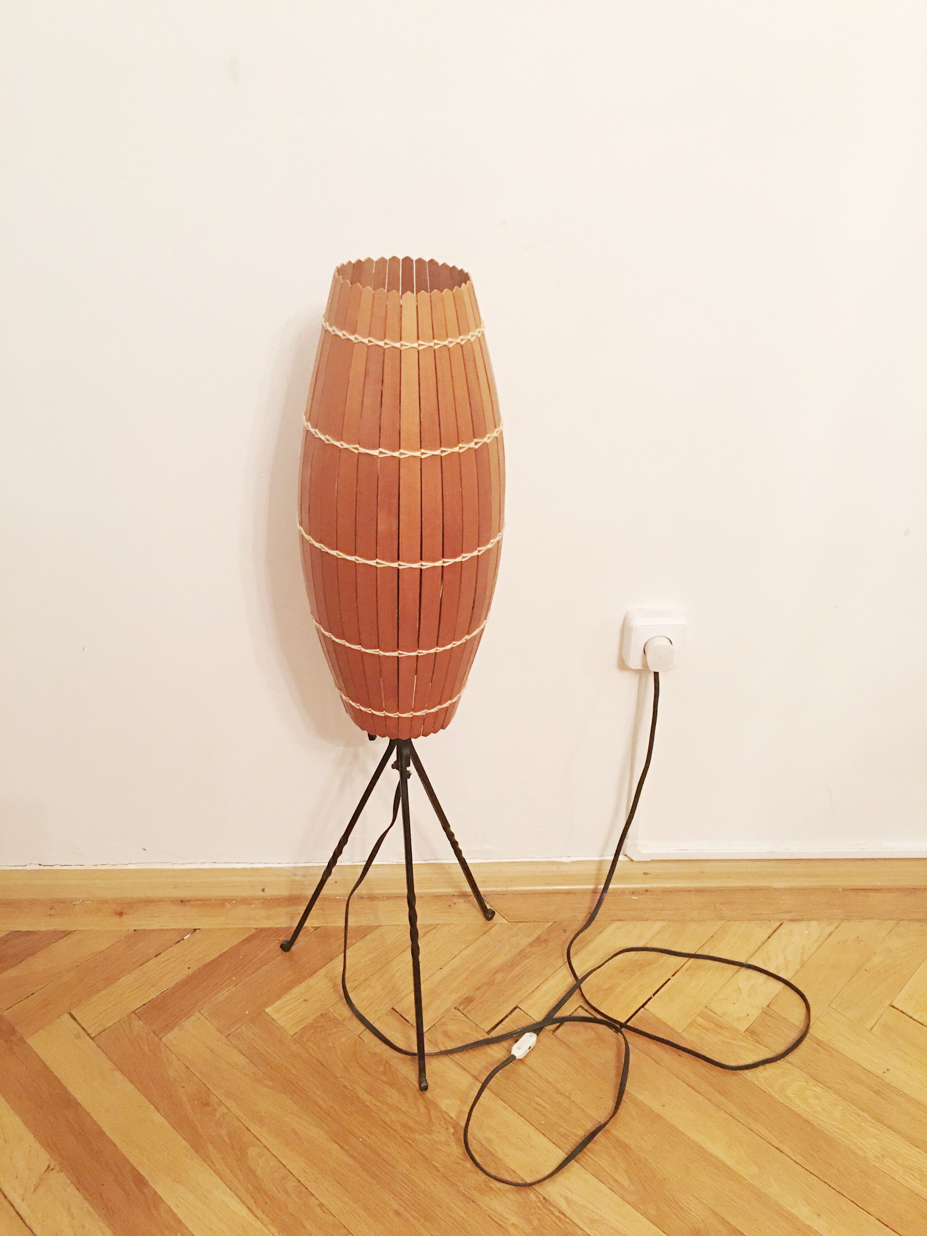 Industrial Wooden floor lamp, 1970
