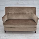 1970s, Danish 2 seater sofa, original condition, green furniture velour.