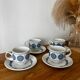 Set of 4 Spanish Pontesa porcelain cups and saucers