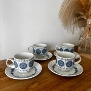 Set of 4 Spanish Pontesa porcelain cups and saucers