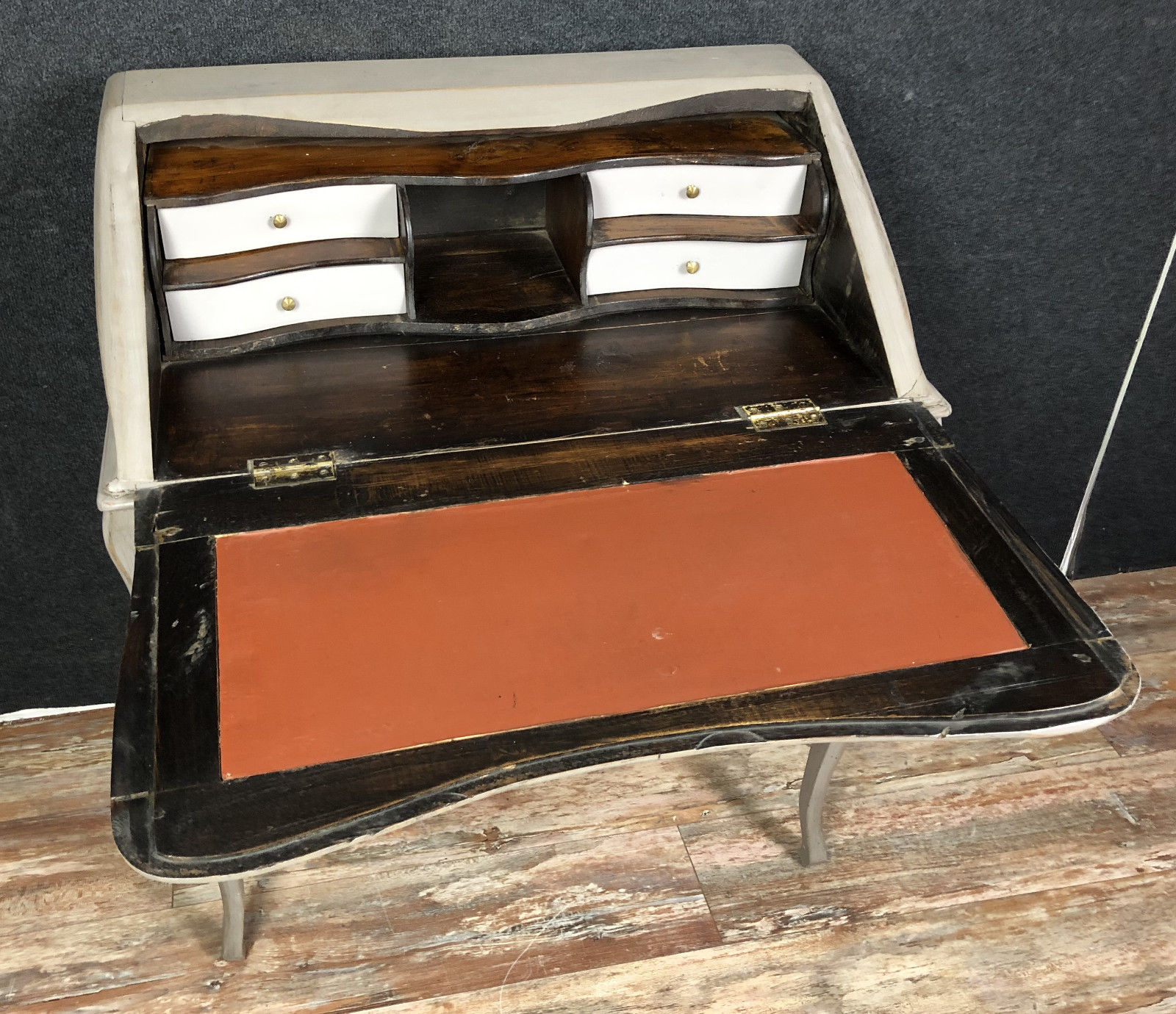 Nice desk secretaire time Napoleon III wooden lacquered.