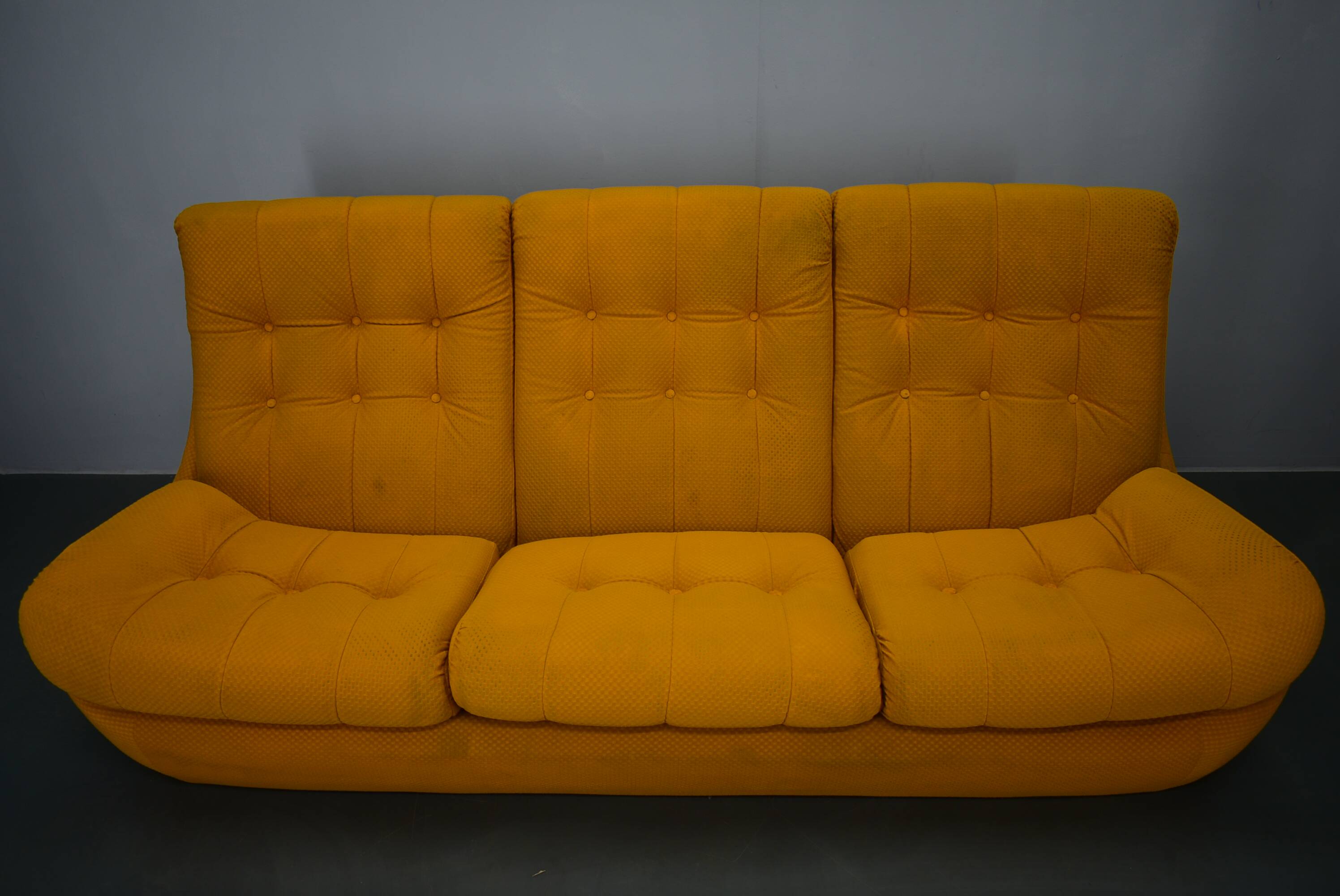 20th century, yellow Atlantis three-seater sofa, 1960s