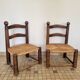 Duo de chaises de cheminée en bois et paille