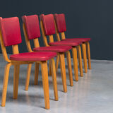 Lot de 4 chaises en plywood conçu par Cor Alons ed. C. de Boer, 1950