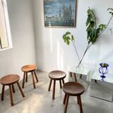 4 hammered brutalist stools
