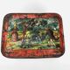 Antique lithographed tin biscuit tins