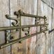 Vintage Wall Coat Rack Brass 7 Foldable Hooks #D748