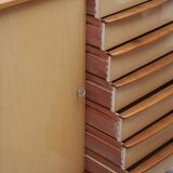 1950s chest of drawers bicolor maple/walnut