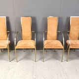 Brass dining chairs by Belgochrom, 1970s - set of 4