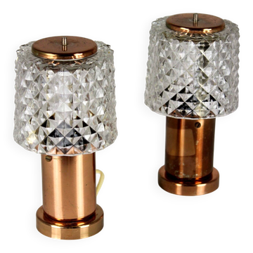 Copper Table Lamps from Kamenicky Senov, 1970s, Set of 2