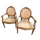 Pair of medallion back armchairs in Louis XVI style - late 19th century