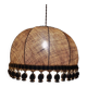 Large hanging pendant light with a burlap and pom-pom style