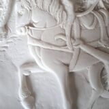 Large Chinese resin dish, carved patterns, signed
