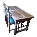 Oak farmhouse table and 4 chairs