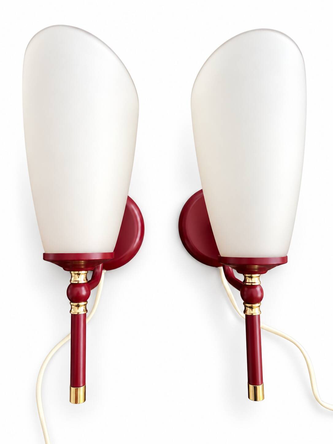 Pair of Italian 1980s Burgundy Wall Sconces