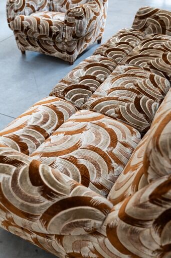 Canapé-lit 3 places avec 2 fauteuils, années 1970