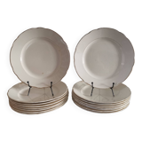 Set of 6 Villeroy and Boch flat plates in ivory color and gold edging