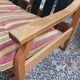Banquette vintage 2 places et repose-pieds en chêne