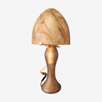 Lampe "champignon" dôme pate de verre