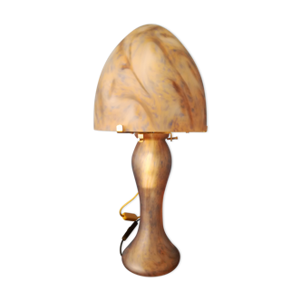 Lampe "champignon" dôme pate de verre