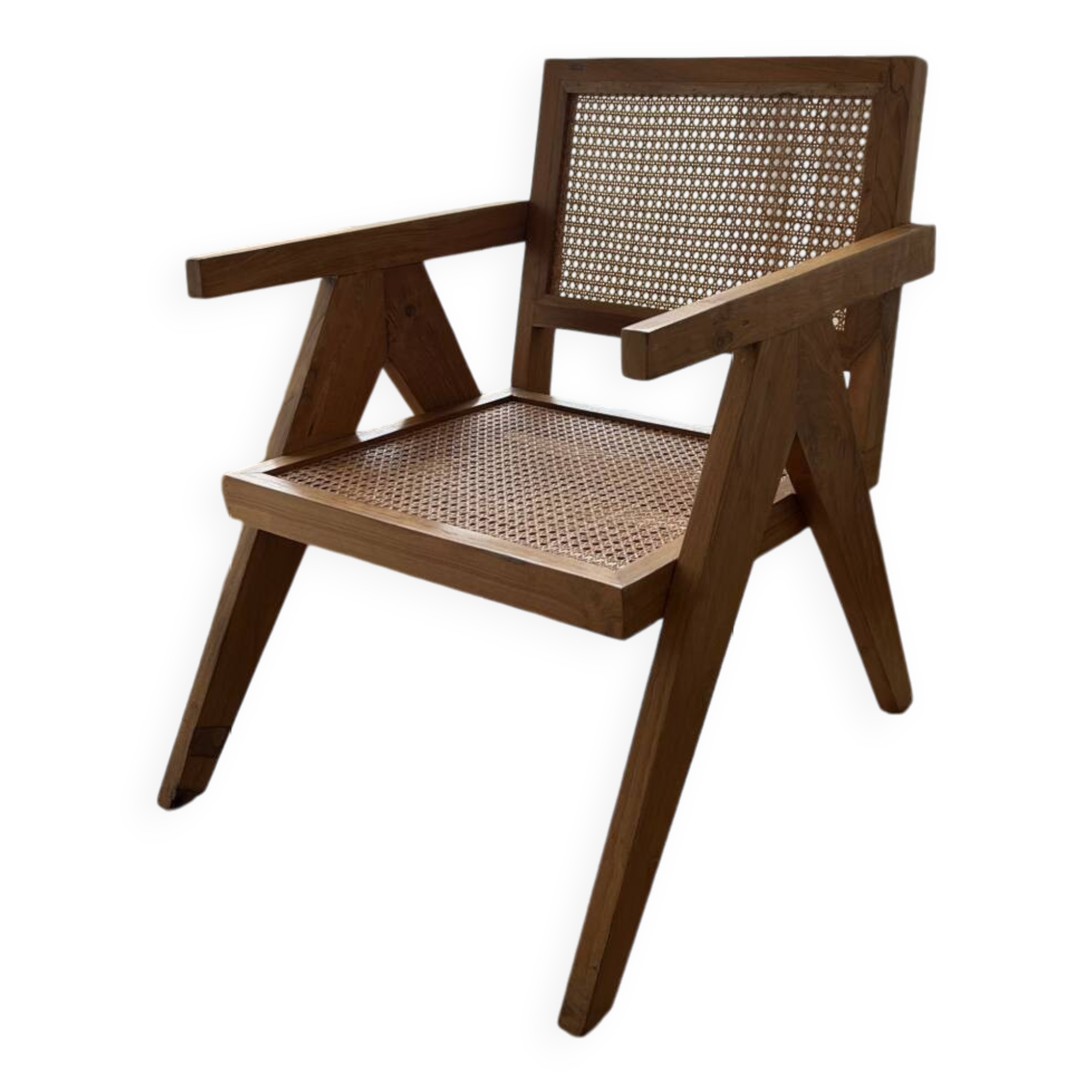 Fauteuil en bois et cannage