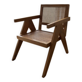 Wooden and cane armchair
