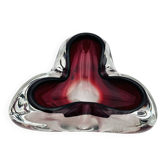 Vide Poche Trilobe Murano Sommerso Rouge Rubis & Cristal Massif