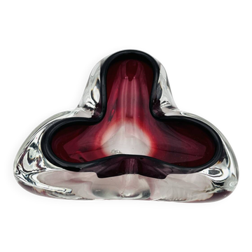 Vide Poche Trilobe Murano Sommerso Rouge Rubis & Cristal Massif