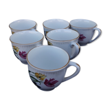 6 cups earthenware Digoin Sarreguemines tulip model No.13