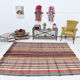 Kilim multicolore rayé moderne 6x7, 203x230Cm