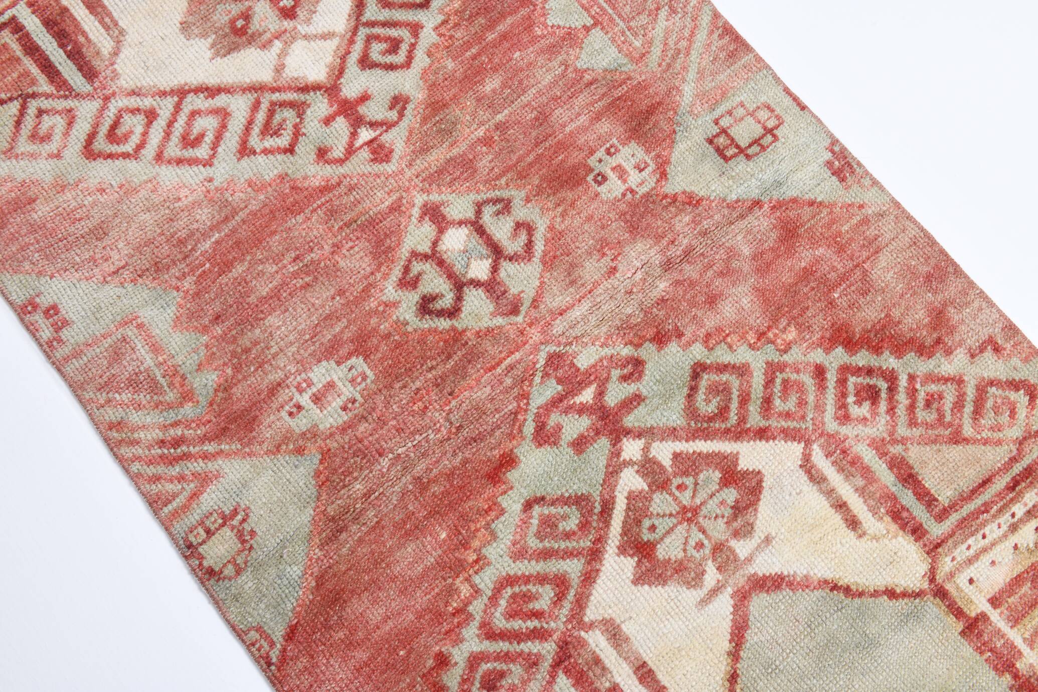 3x9 Red & Beige Geometric Pattern Persian Runner Rug, 80x280Cm