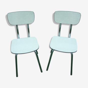 Pair of pale yellow formica chairs