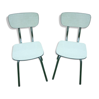 Pair of pale yellow formica chairs