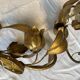 Pair of golden flower wall lights - 20th century