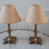 Paire de lampes en laiton années 30-40