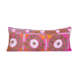 12" x 30"extra long lumbar cushion kingsize suzani pillow cover, pink tribal bedding pillow cover