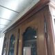 Showcase library with two sections in solid oak.