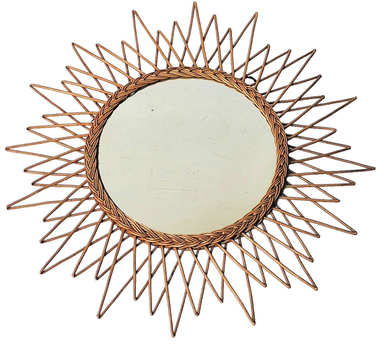 Vintage rattan sun mirror 65 cm