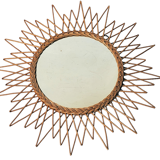 Vintage rattan sun mirror 65 cm