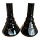 Pair of black and opaline multilayer glass vases. 1970s.