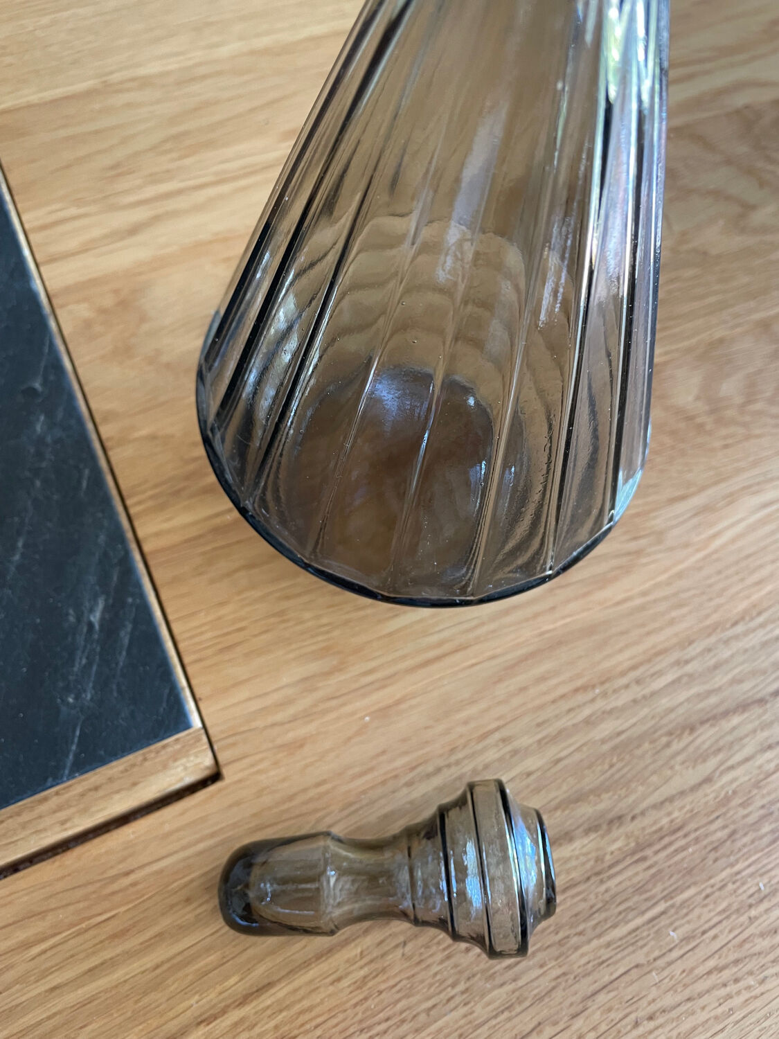 Amber glass decanter