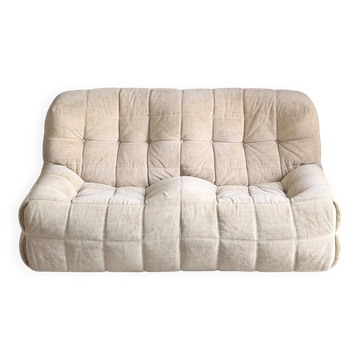 Michel Ducaroy Kashima 2-seater sofa in ecru velvet, Ligne Roset