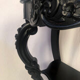 Pair of blackened wooden consoles, marble top