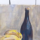 Still life painting fruit basket cider gouache