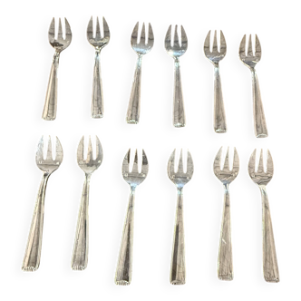 Box of 12 silver-plated oyster forks