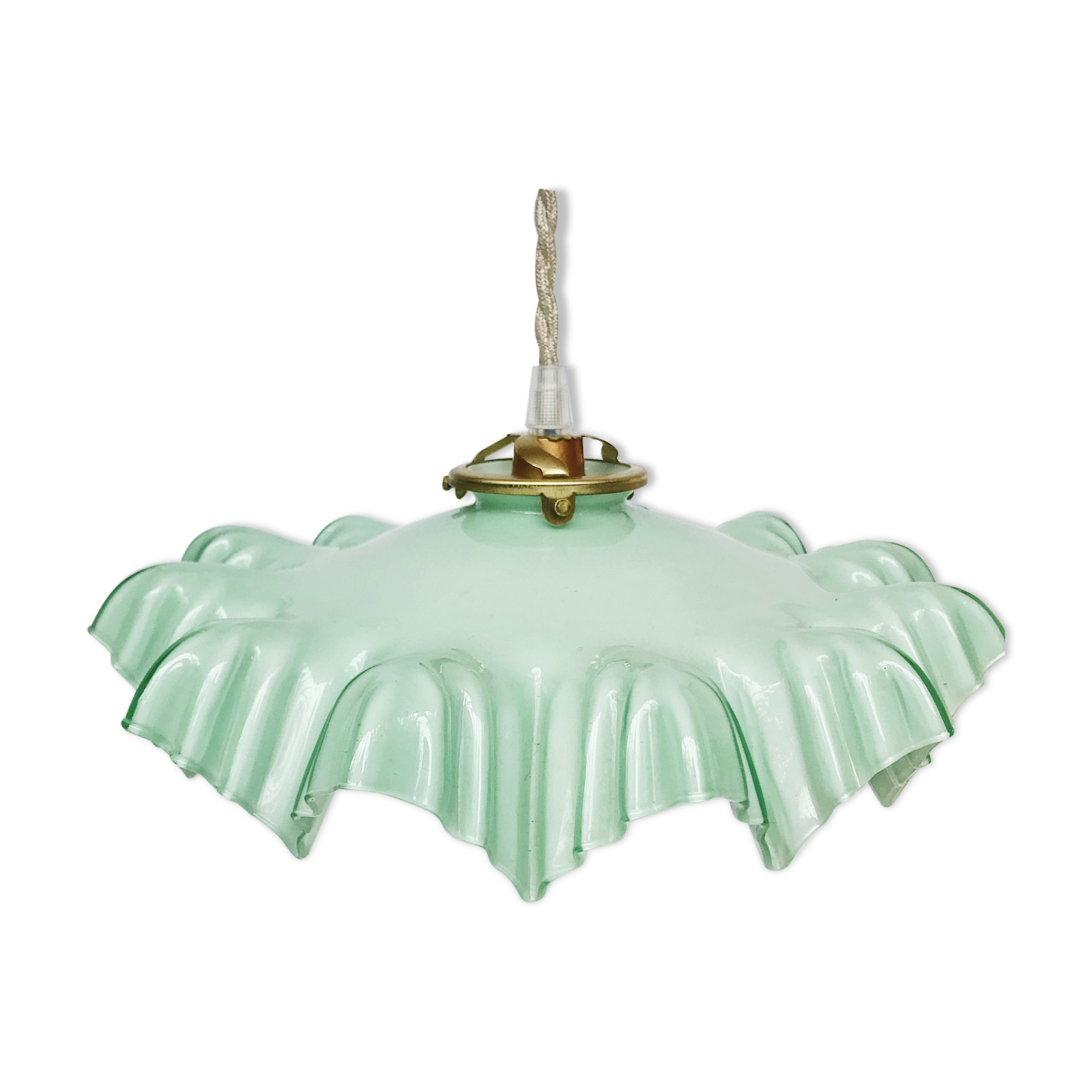 Suspension en opaline vert pastel jupée
