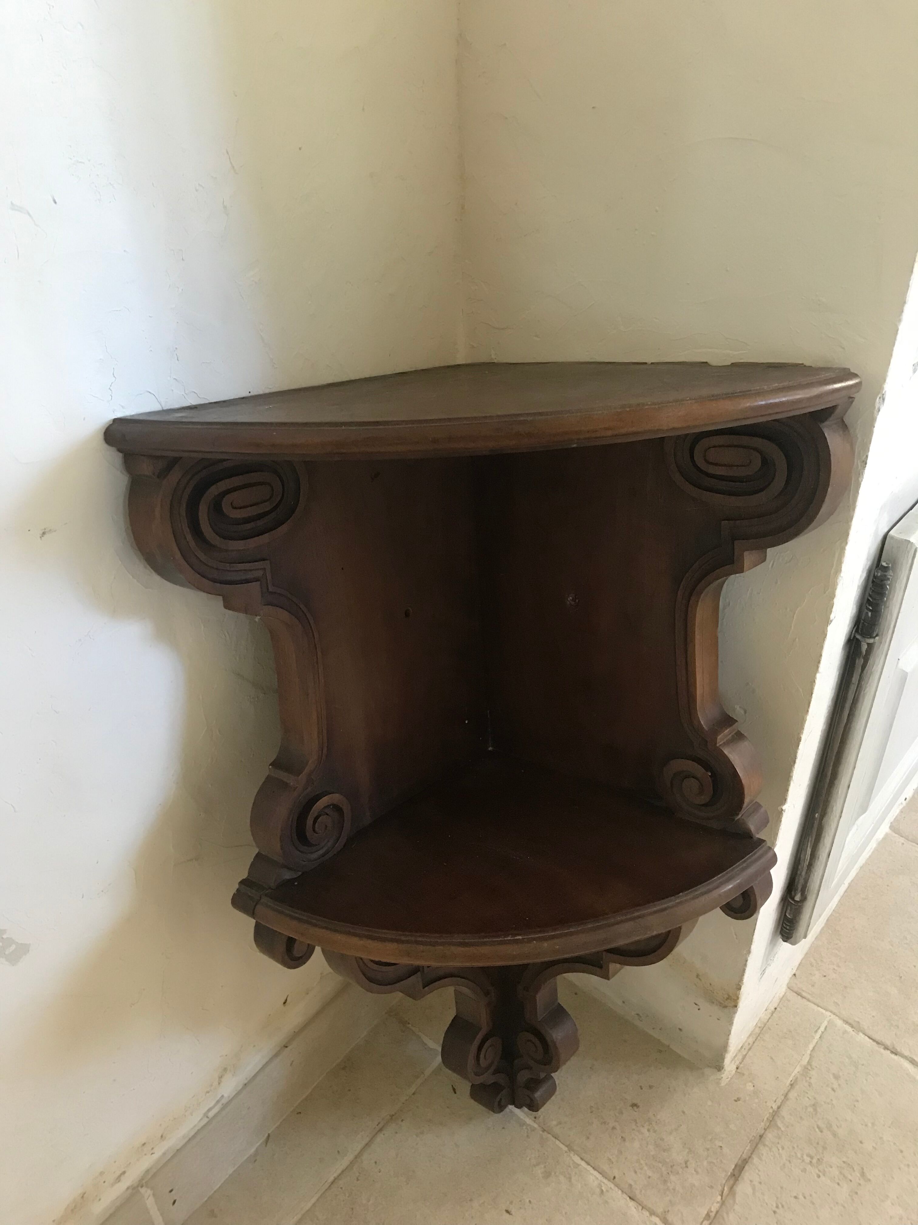 Old carved wooden shelf 75cm